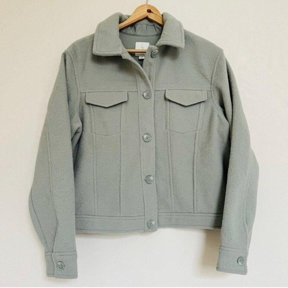 NEW Anthro JOIE Sz L flannel green jacket shacket shirt - Picture 2 of 6